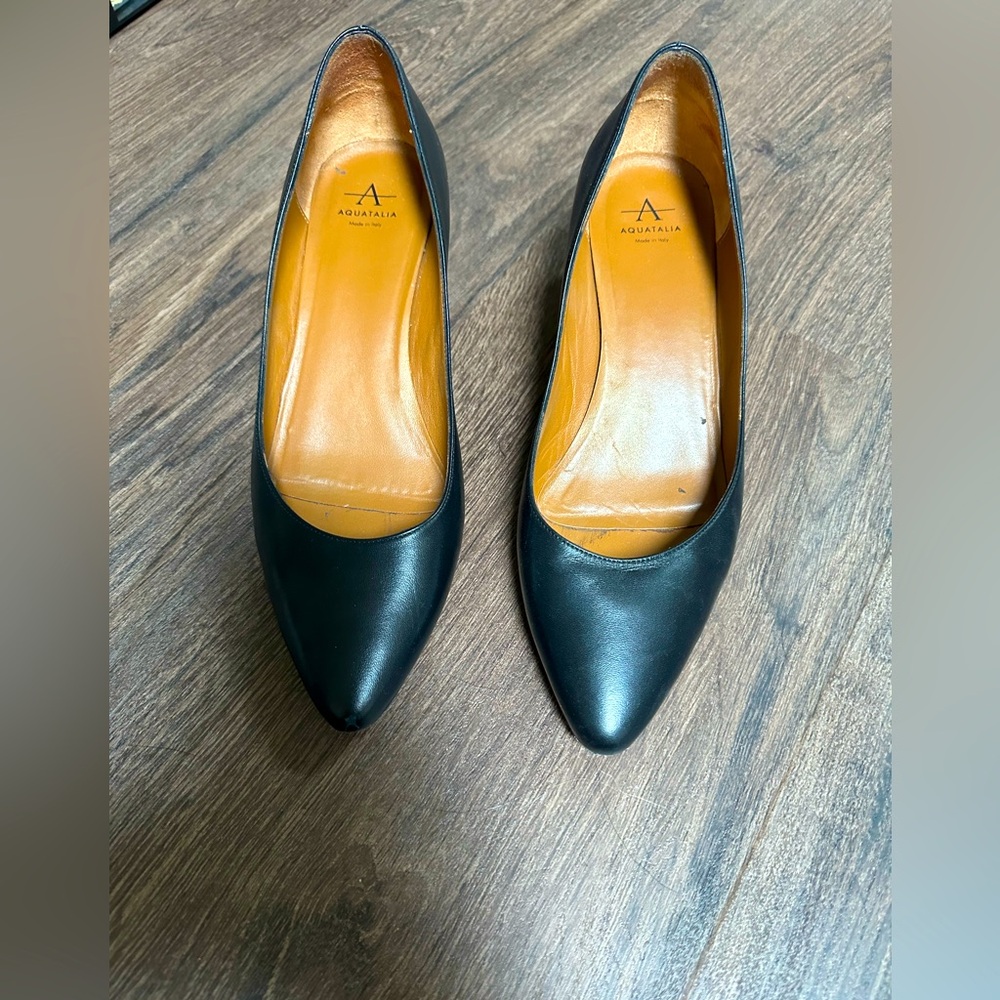 Aquatalia Pheobe Nappa size 8.5 black block heel